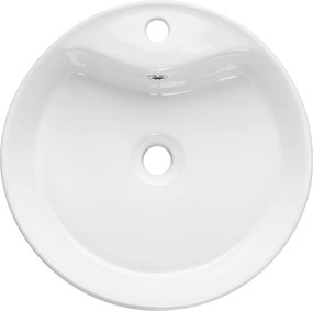 Invena Rondi, okrúhle keramické umývadlo na dosku 470x470x155 mm, biela lesklá, INV-CE-21-001-W
