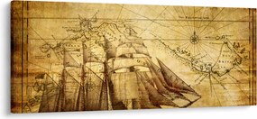 Obraz - Stará mapa (120x50 cm)