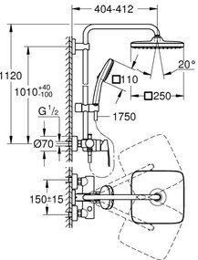 GROHE 26985001 - Sprchový systém VITALIO COMFORT 250 250 × 250 mm lesklý chróm