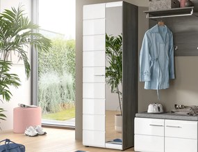 Predsieňová skriňa so zrkadlom Salsa, šedý dub/biely lesk