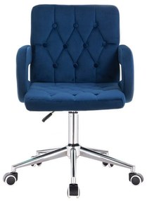 LuxuryForm DESIGN Stolička BOSTON VELUR na striebornej podstave s kolieskami - modrá