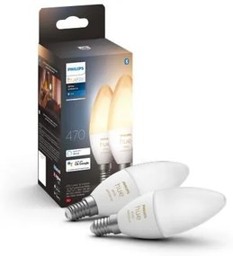 PHILIPS HUE Múdra LED stmievateľná žiarovka HUE, E14, B39, 5,2 W, 470lm, teplá biela-studená biela, 2ks