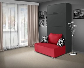 Nabytekmorava Sklápacia posteľ s pohovkou VS 21058P 200x90 farba pohovky: Červená, Typ farebného prevedenia: Antracit / dvere antracit