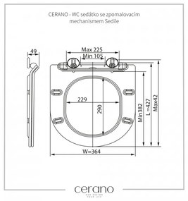 Cerano Felci, závesná WC misa Rimless 525x360x355 mm + UF toaletné sedátko, biela lesklá, CER-CER-417377