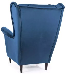 Modré kreslo ušiak k TV LADY VELVET