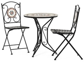 Autronic ZÁHRADNÝ KOVOVÝ SET s keramickou mozaikou - stôl + 2 stoličky, kov