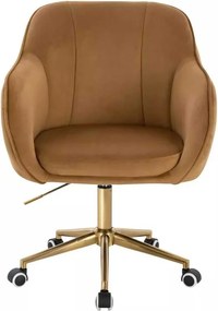 LuxuryForm DESIGN Stolička AVOLA VELUR na zlatej podstave s kolieskami - medová