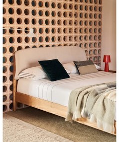 Dvojlôžková posteľ z jaseňového dreva s roštom v béžovo-prírodnej farbe 160x200 cm Octavia – Kave Home