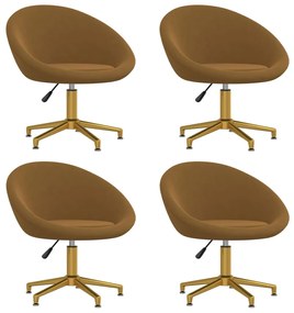 Jedálenské stoličky 4 ks hnedé zamatové