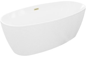 Mexen Lira, voľne stojaca vaňa, vzor, 170 × 80 cm, biela lesklá, zlatý matný prepad, 52831708000-55