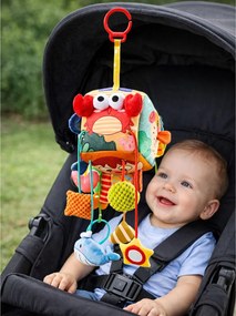 LEAN Toys Senzorická kocka do postieľky s príveskom Morské zvieratá