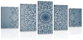 5-dielny obraz tmavo modrý kvet Mandaly - 200x100