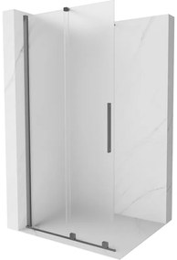 Mexen Velar, sprchová zástena s posuvnými dverami Walk-in 70 x 200 cm, 8mm sklo námraza, brúsený grafit, 871-070-000-33-95