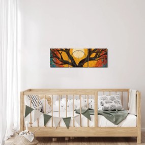 Obraz - Slnko v korune stromu života (s hodinami) (90x30 cm)