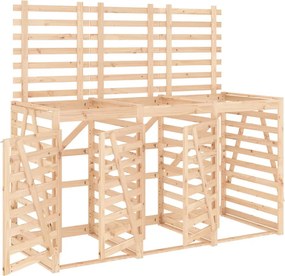 vidaXL Úložný box na tri odpadkové koše masívna borovica