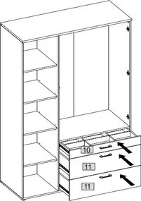 Šatníková skriňa so zrkadlom Vesala, 135 cm, dub mauvella