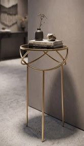 Príručný stolík Ring 40 cm čierno-zlatý