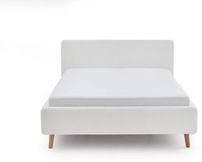 Dvojlôžková posteľ taupe s úložným priestorom 160 x 200 cm fleece biela MUZZA