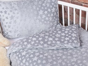 Biante Detské posteľné obliečky do postieľky hladké MKH-004 Hviezdičky - Sivé Do postieľky 90x140 a 40x60 cm