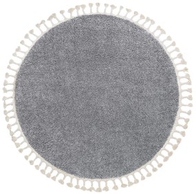 Okrúhly koberec BERBER 9000 sivá - strapce, Maroko, Shaggy
