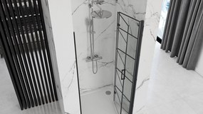 Jednokrídlové sprchové dvere REA MOLIER 90 cm + stenový profil s magnet. tesnením, čierne/transparent - bez vaničky