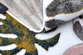 Koberec ZAHRADA,  PLAMENIAKY , LISTY MONSTERY,  krémový