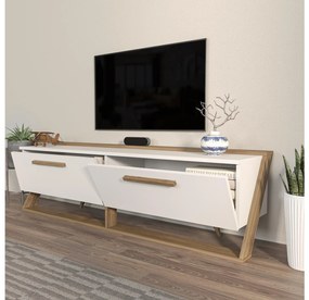 TV stolík/skrinka Agaela (biela + orech) . Vlastná spoľahlivá doprava až k Vám domov. 1101395