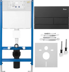 Rea Rea, podomietkový WC systém K011A-Q + čierne splachovacie tlačidlo typ T, KPL-E0056