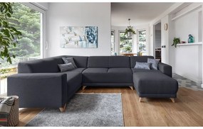 Antracitová rozkladacia/s úložným priestorom rohová pohovka (ľavý roh/do tvaru "U") Classy Sophie – Miuform