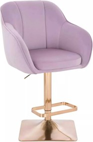 LuxuryForm DESIGN Barová stolička AVOLA VELUR na zlatej hranatej podstave - levanduľa
