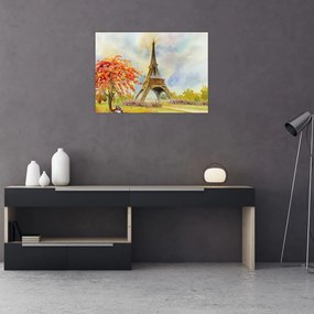 Maľovaný sklenený obraz Eiffelovej veže (70x50 cm)