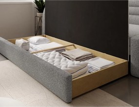 Sivá rozkladacia/s úložným priestorom pohovka z textílie buklé ľavý roh 223 cm Fabillo – ELTAP