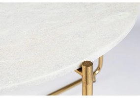 Okrúhly konferenčný stolík s mramorovou doskou v bielo-zlatej farbe ø 70 cm Timpa – White Label