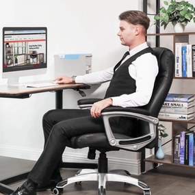 Ergonomická kancelárska stolička, výškovo nastaviteľná otočná stolička, čierna