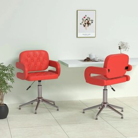 Otočné jedálenské stoličky 2 ks červené umelá koža