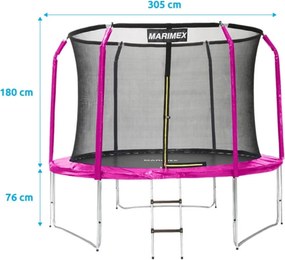 Marimex | Trampolína Marimex 305 cm ružová + vnútorná ochranná sieť + rebrík ZADARMO | 19000105