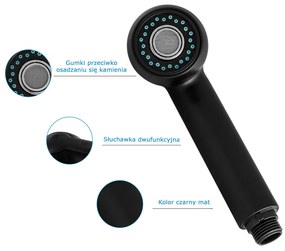 Gamma Atut, kuchynská sprchová hlavica, 1/2" závit, čierna, GMA-SLU-A-BK