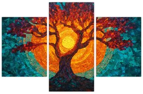 Obraz - Strom života a slnko v mozaike (90x60 cm)