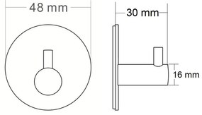 Sapho, Vešiačik samolepiaci, guľatý, čierna matná, 32204