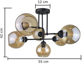 Prisadený luster MONDE BLACK 6xE27/60W/230V
