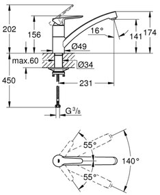 GROHE 31685000 - Drezová batéria STARTECO lesklý chróm