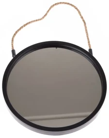 Plastové závesné zrkadlo Embellir čierna, pr. 25 cm, pr. 25 cm