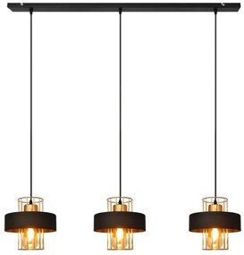 Luster na lanku VOLTA 3xE27/15W/230V čierna/zlatá