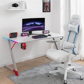 Herný stôl s podsvietením BG01 biely 140 cm