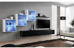 Obývacia stena Switch XIX Sklo +LED Biely/čierna