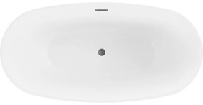 Mexen Eris, voľne stojaca vaňa 180 x 80 cm, biela-čierna, brúsený grafit prepad, 53441808075-95