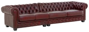 furniture-nabytek.cz - Masívna pohovka Chesterfield pre 5 osôb, pravá koža, červená – 310×100×72 cm