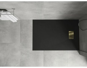 Mexen Hugo, obdĺžniková sprchová vanička SMC 120 x 80 cm, čierna, zlatá krytka, 42708012-G