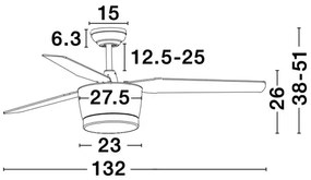 Stropný ventilátor Monsoon 13.2 biele s diaľkovým ovládaním