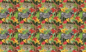 Fototapeta - Leopard, zebra a žirafa v džungli (152,5x104 cm)